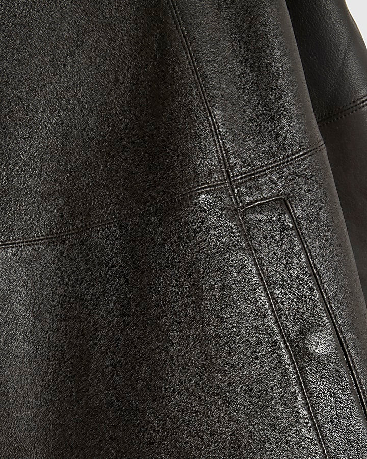 RI Studio Brown Leather Funnel Neck Cape