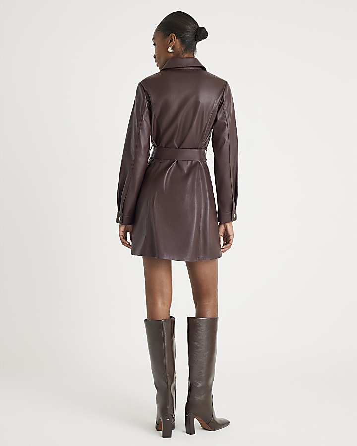 Burgundy Belted Day Dress