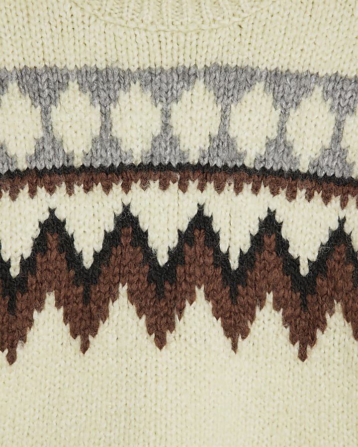 Green Frill Knitted Fair Isle Jumper