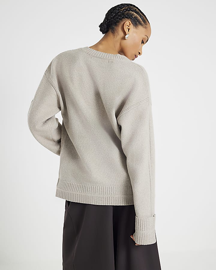 Brown Knitted Long Sleeve Cardigan | River Island