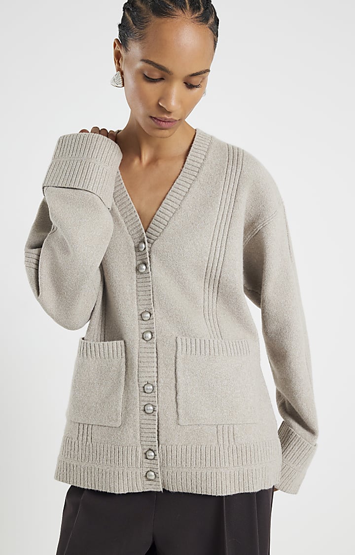 Brown Knitted Long Sleeve Cardigan | River Island