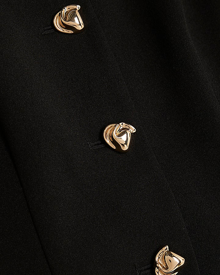 Black Long Sleeve Bardot Button Top
