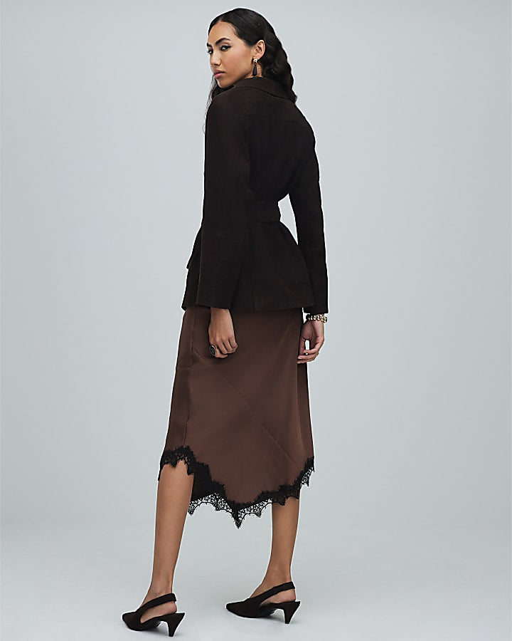 Brown Belted Suede Jacket