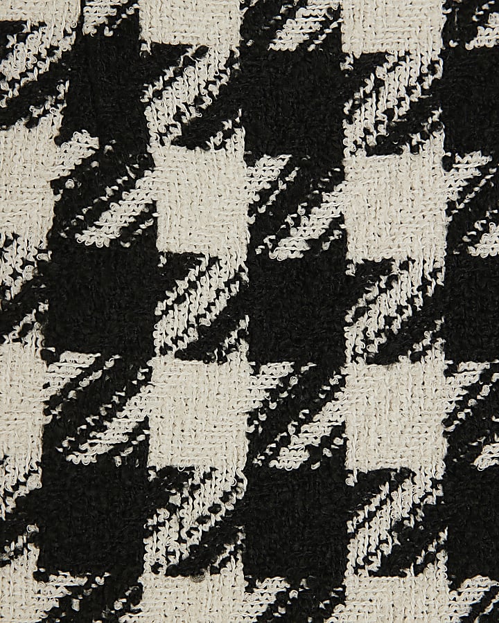 Black Boucle Dogtooth Boucle Mini Skirt