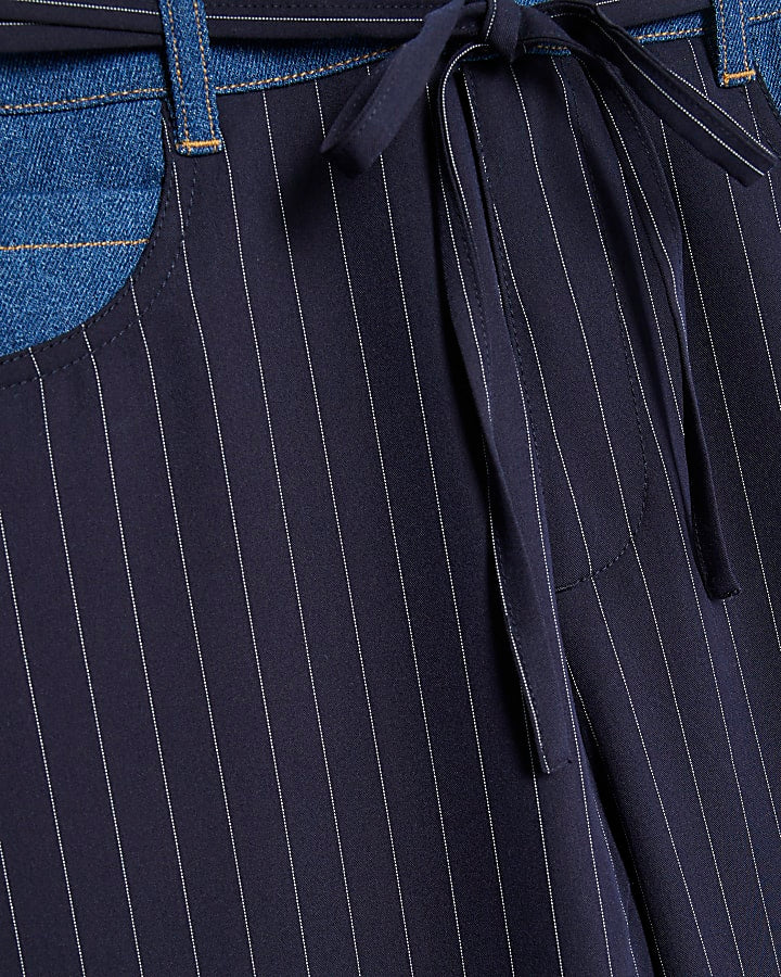 Navy Hybrid Pinstripe Tailored Trousers