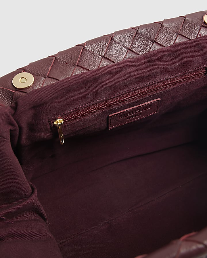 RI Studio Red Woven Leather Clutch Bag