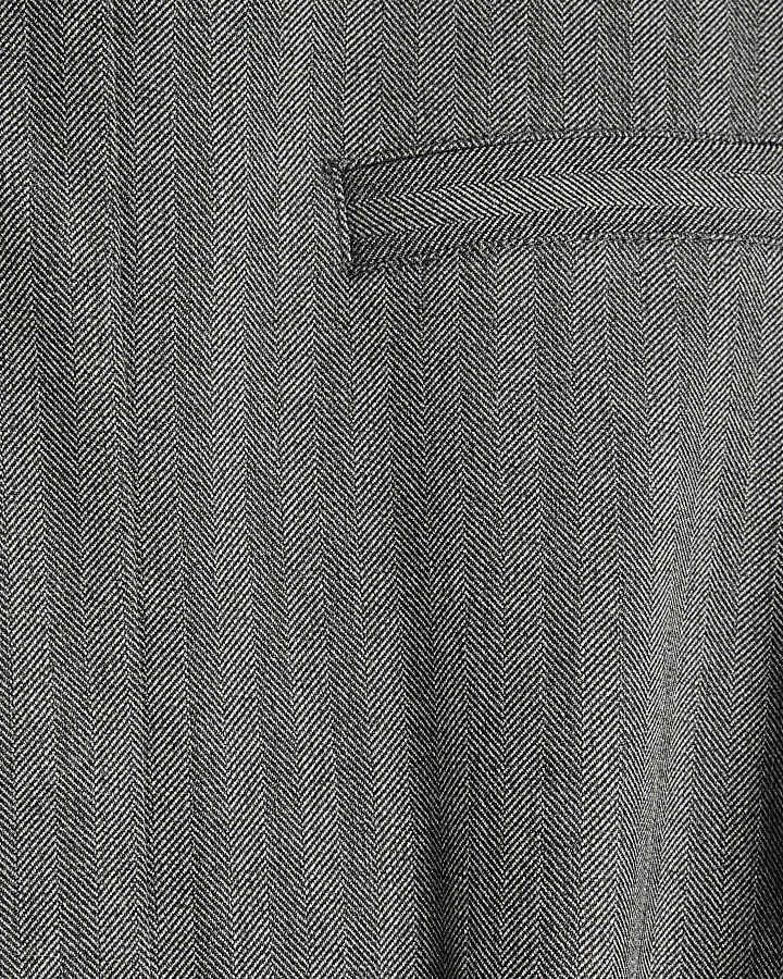 Grey Long Sleeve Herringbone Bomber Jacket