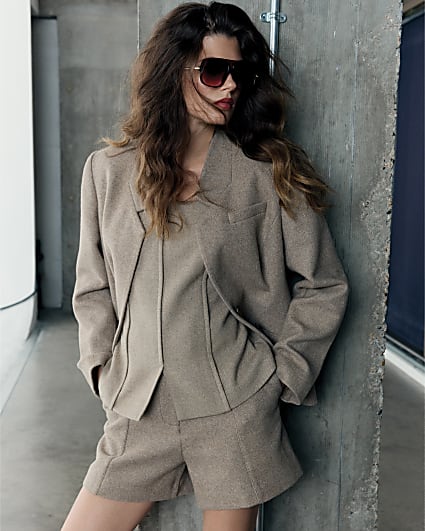 RI Studio Beige High Collar Blazer