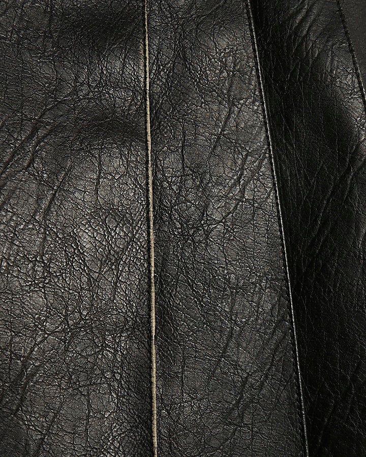 Black Faux Leather Pleated Mini Skirt
