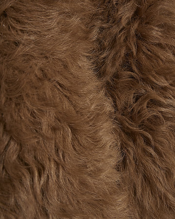 Brown Shearling Collar Leather Coat