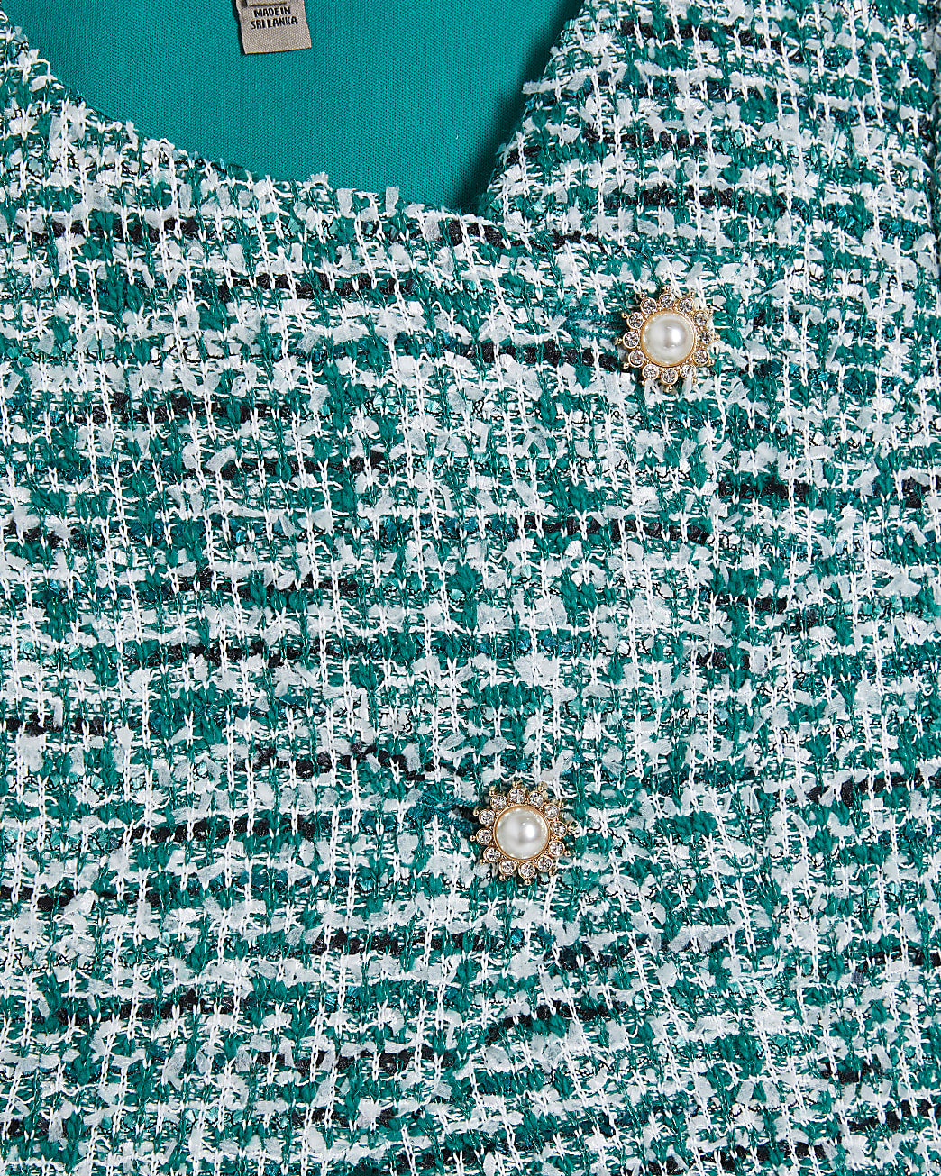 Green Boucle Wrap Over Top