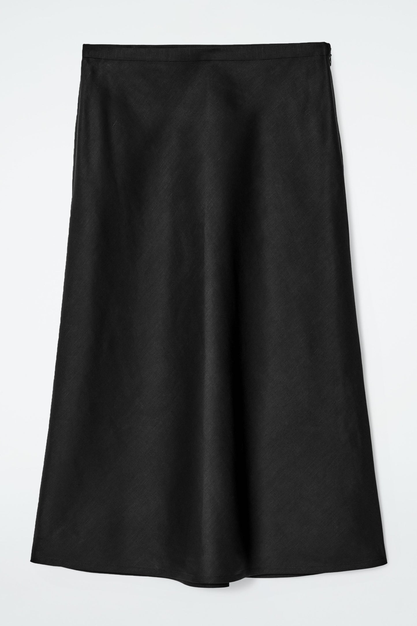 Linen-blend midi column skirt