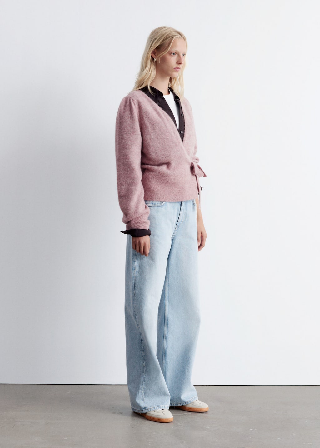 Mohair-Blend Knitted Wrap Cardigan