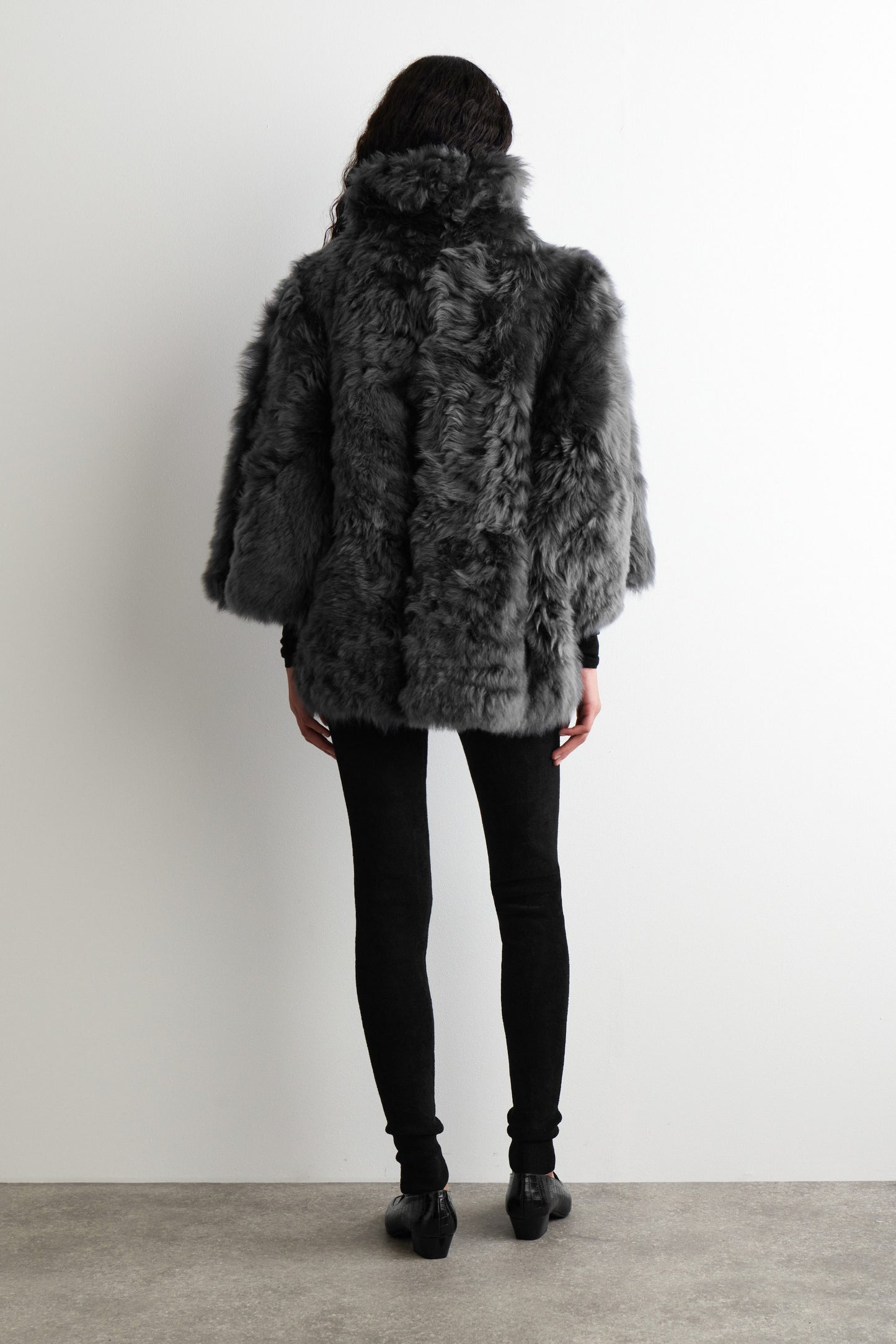 Funnel-Neck Shearling Jacket