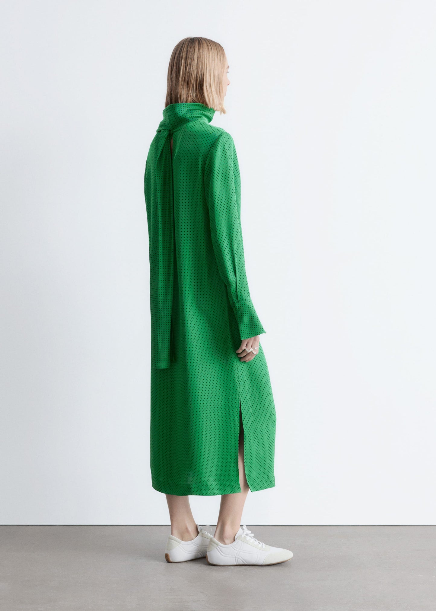 Scarf-Neck Midi Dress