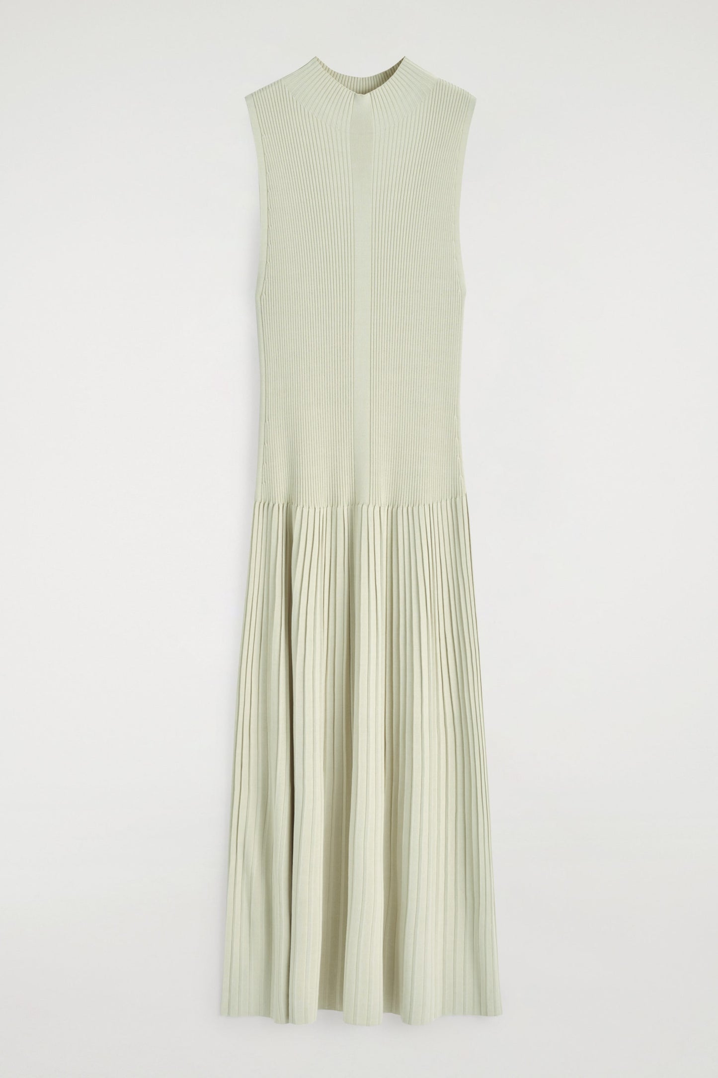 Pleated High-Neck Maxi Dress