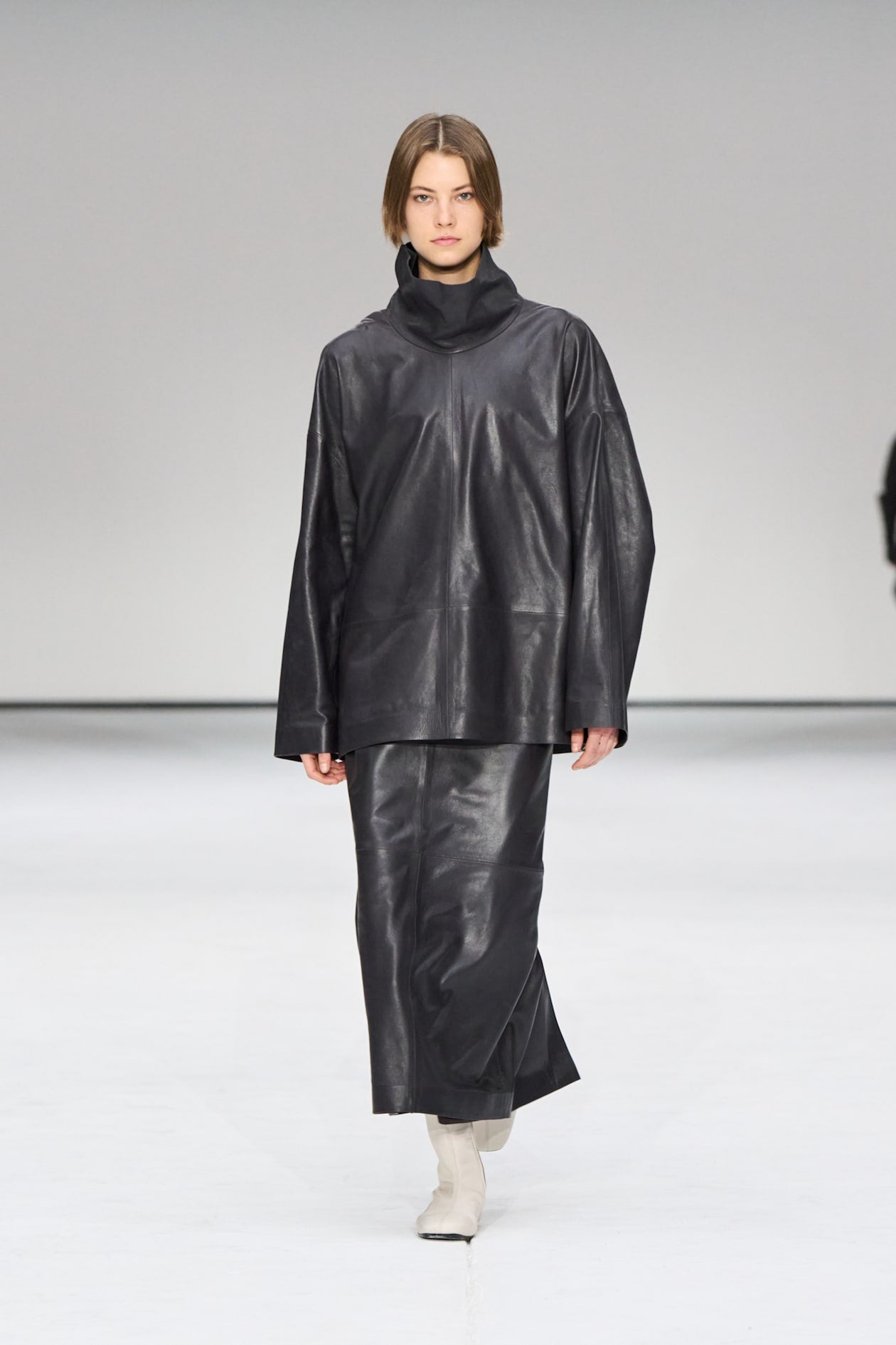 Leather Funnel-Neck Top