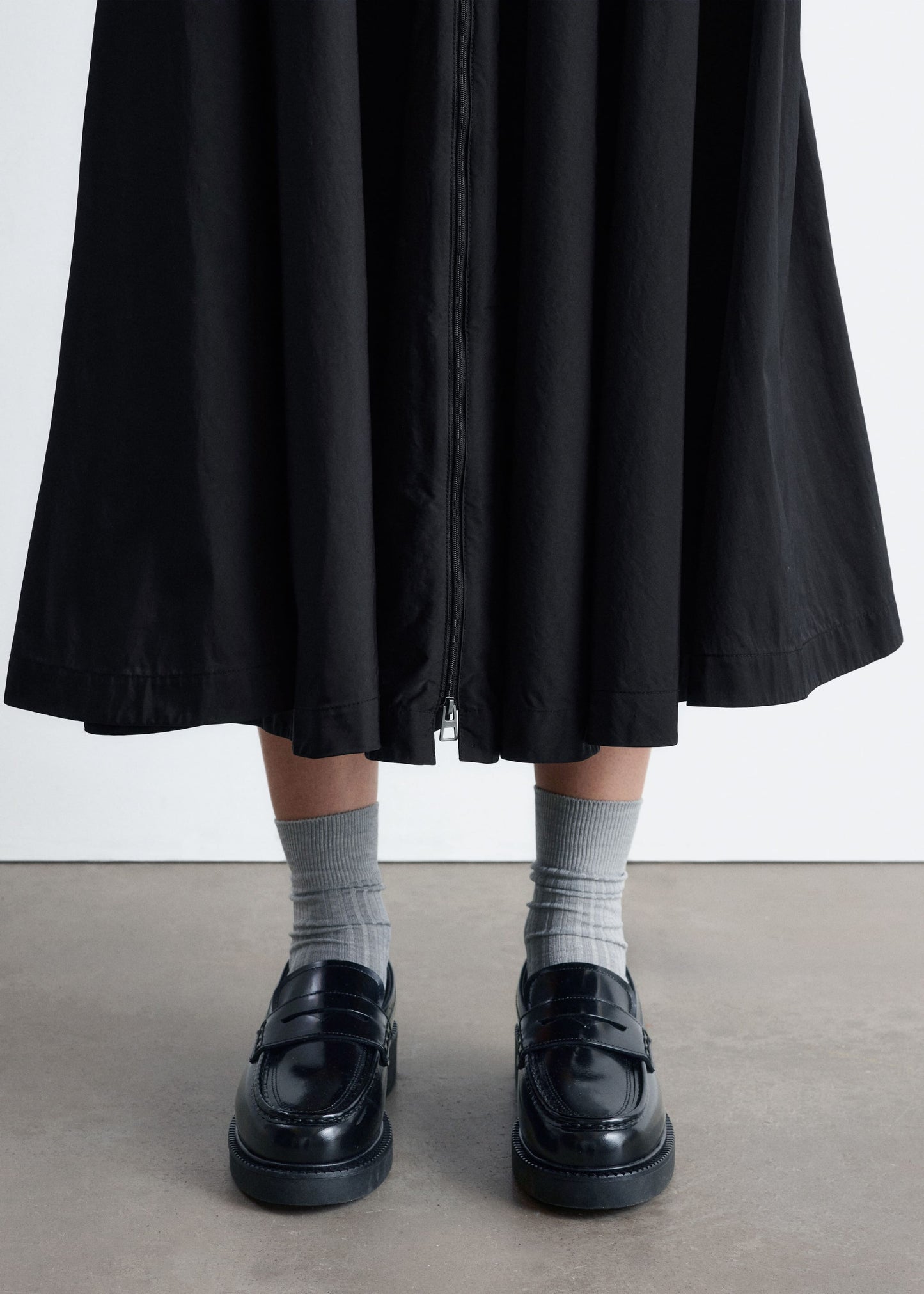 Drawstring A-line Midi Skirt