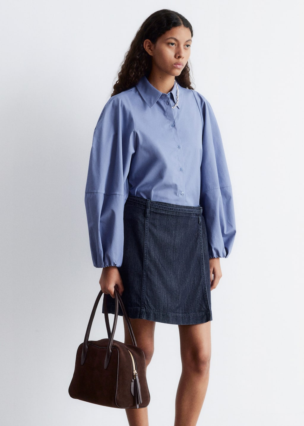 Voluminous Balloon-Sleeve Blouse