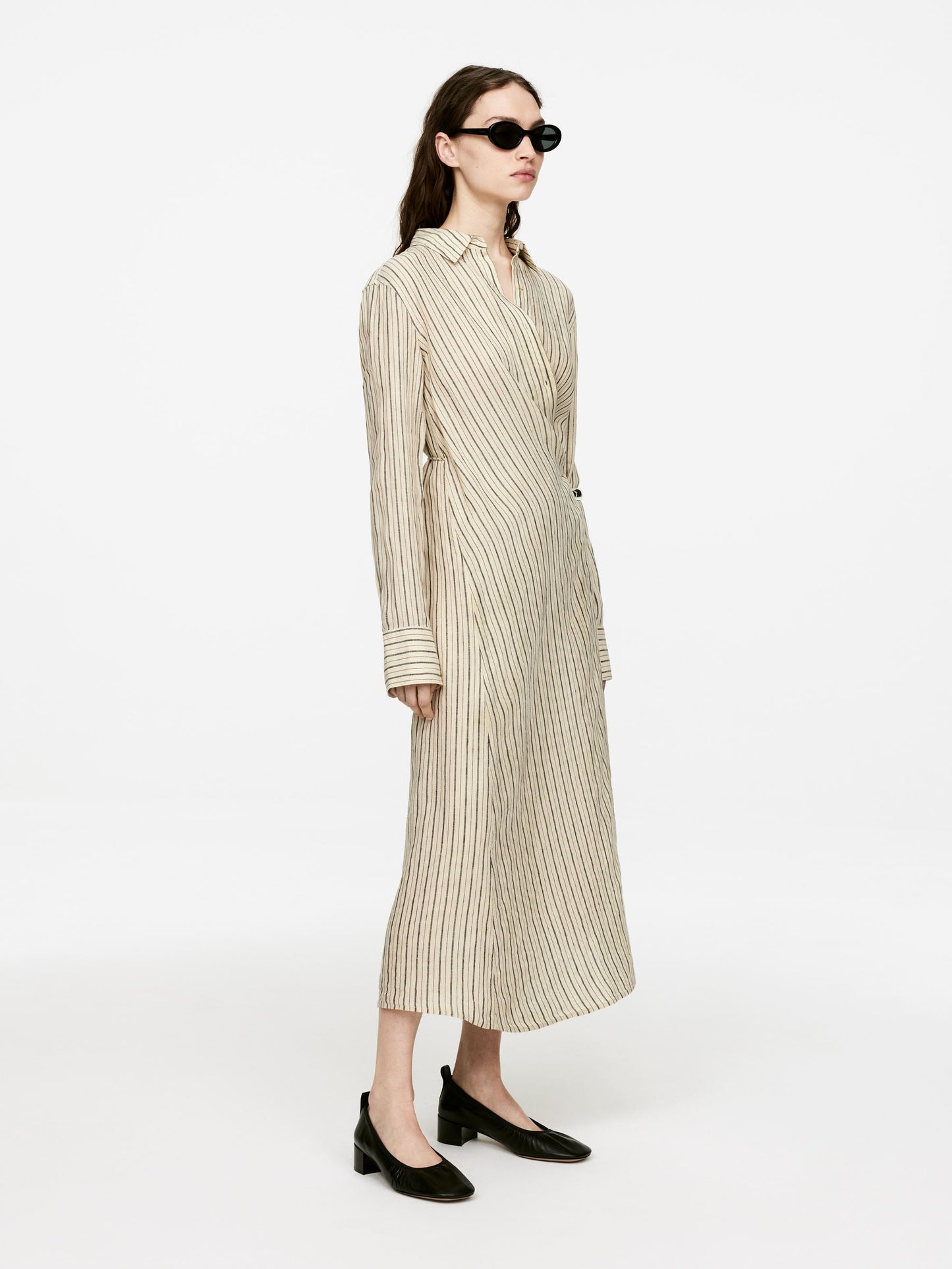 Wrap-Detail Linen Dress