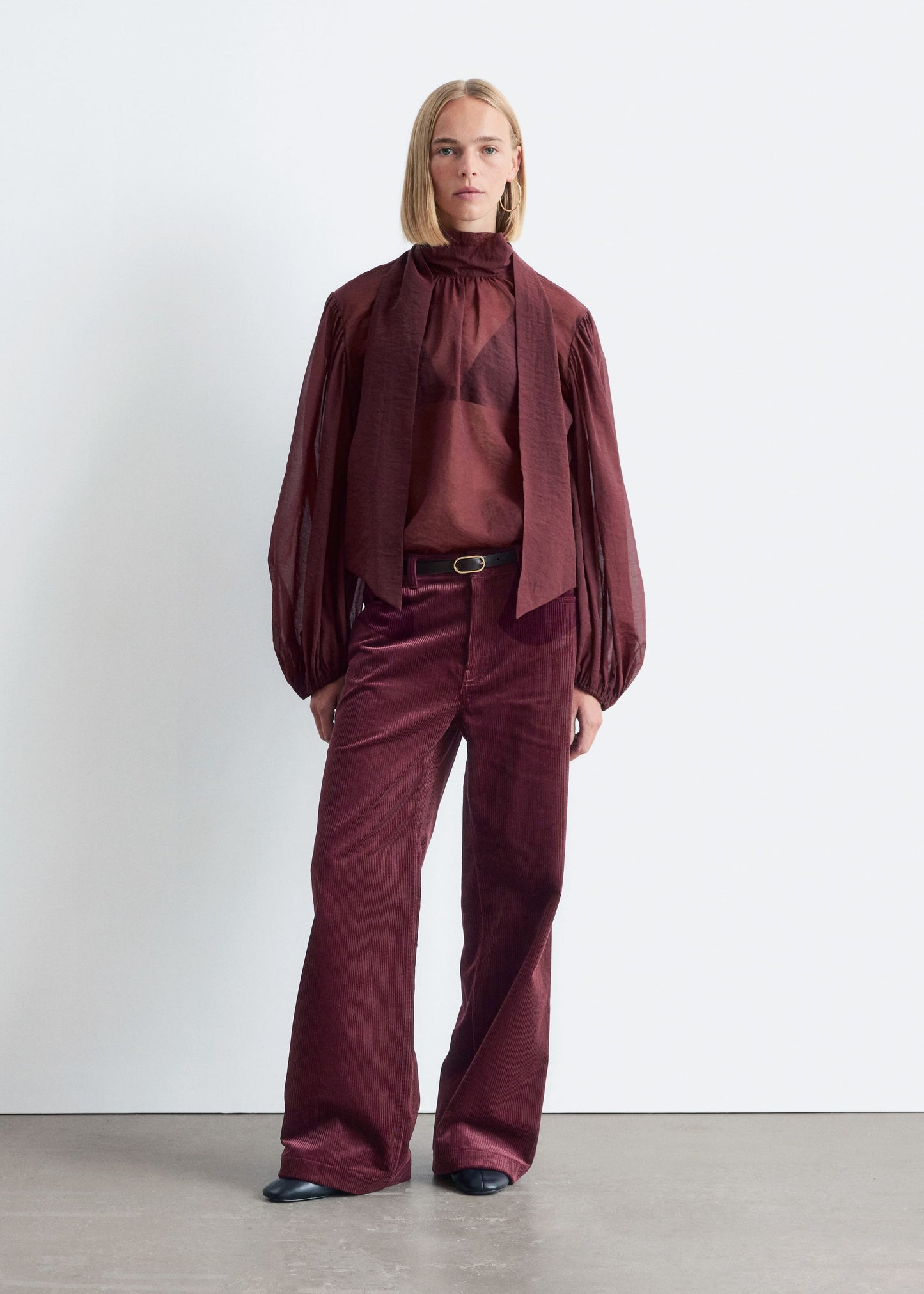 Puff-Sleeve Bow-Detail Blouse