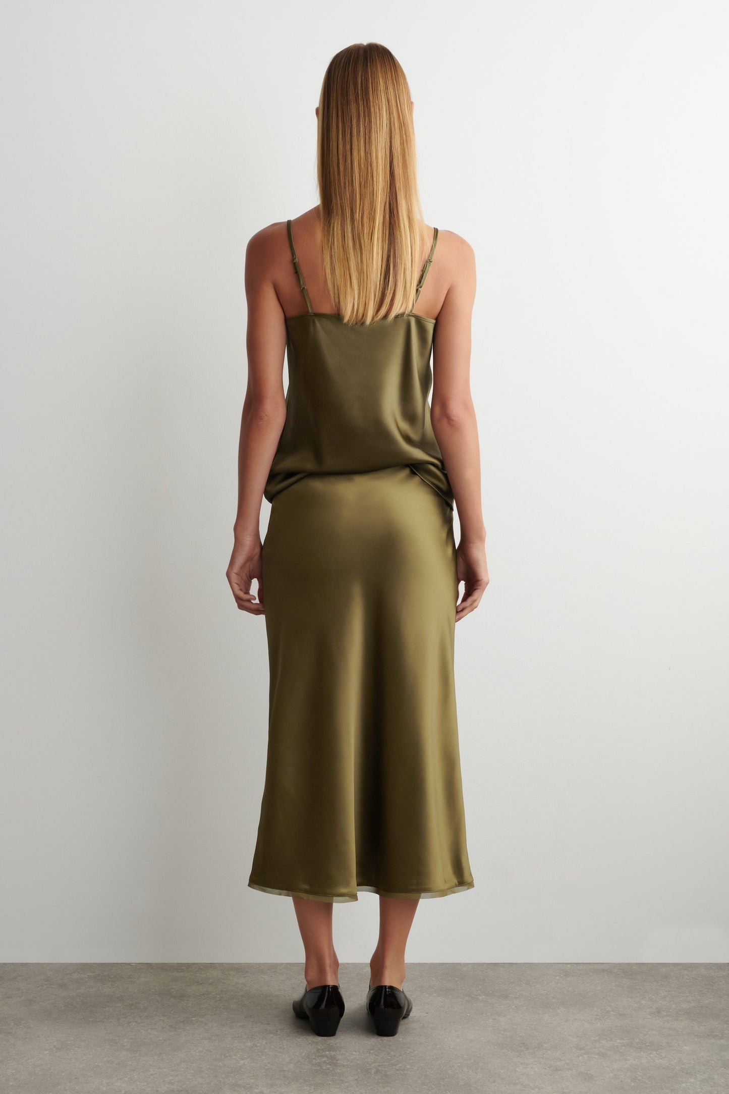 Bias-Cut Satin Midi Skirt