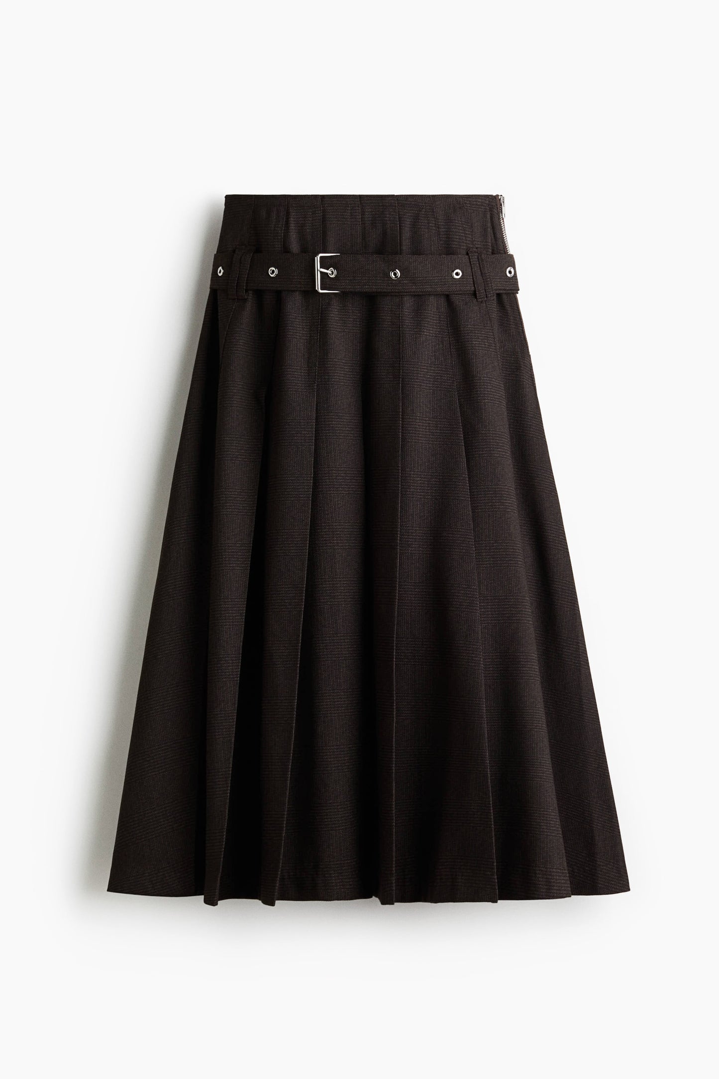 Belted pleated skirt