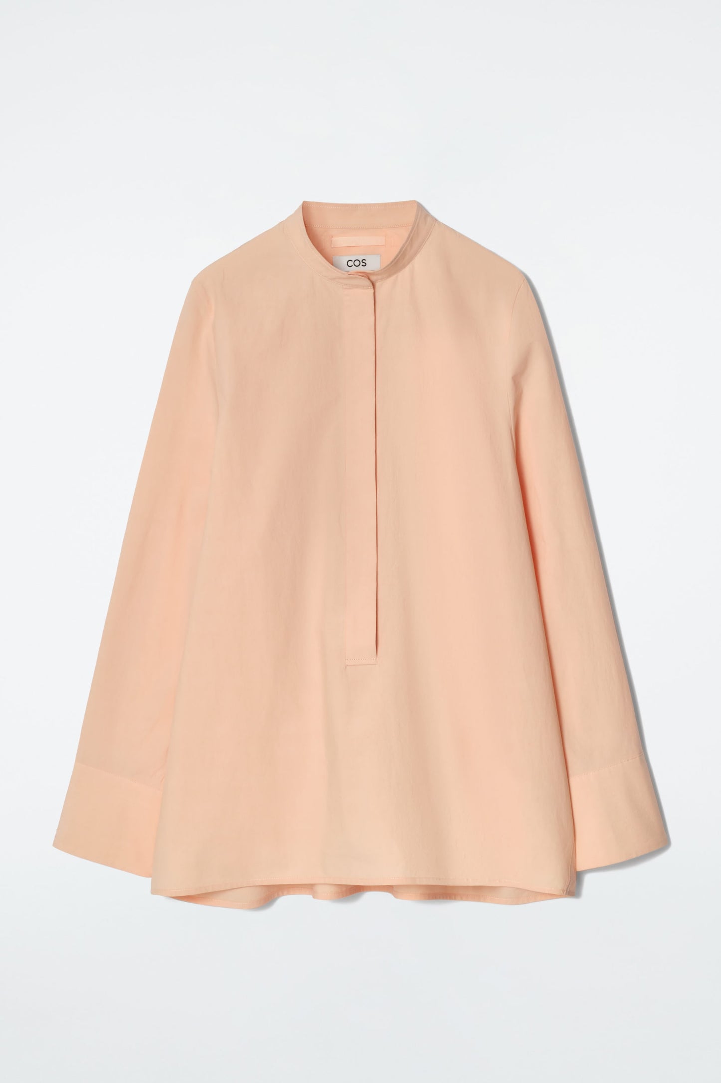 Collarless half-placket shirt