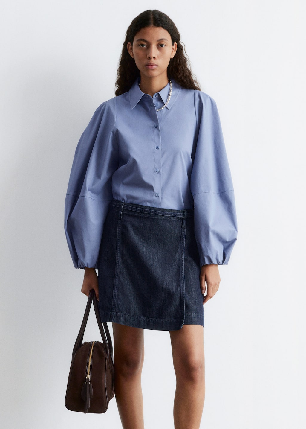 Voluminous Balloon-Sleeve Blouse