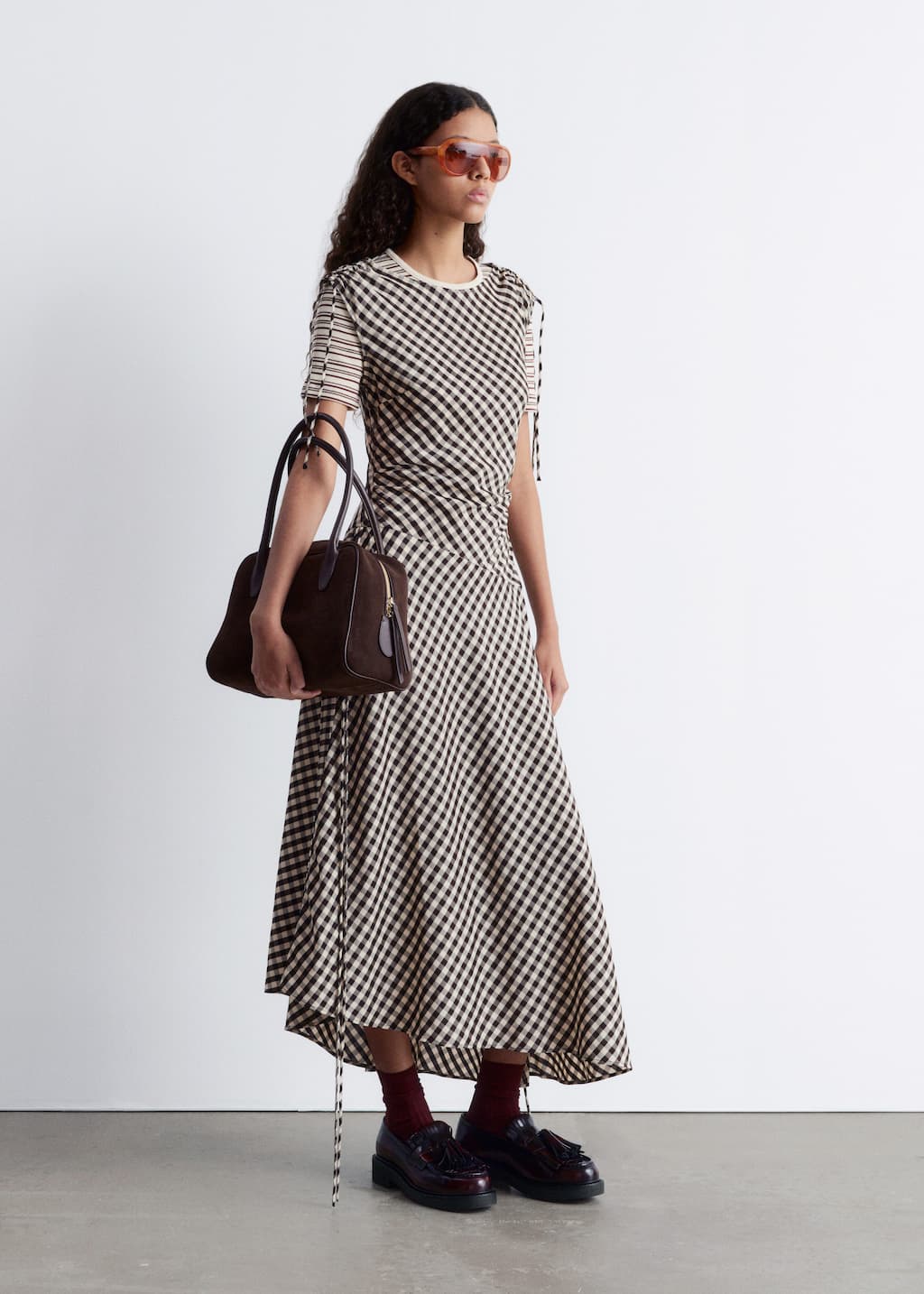 Asymmetric Boatneck Midi Dress