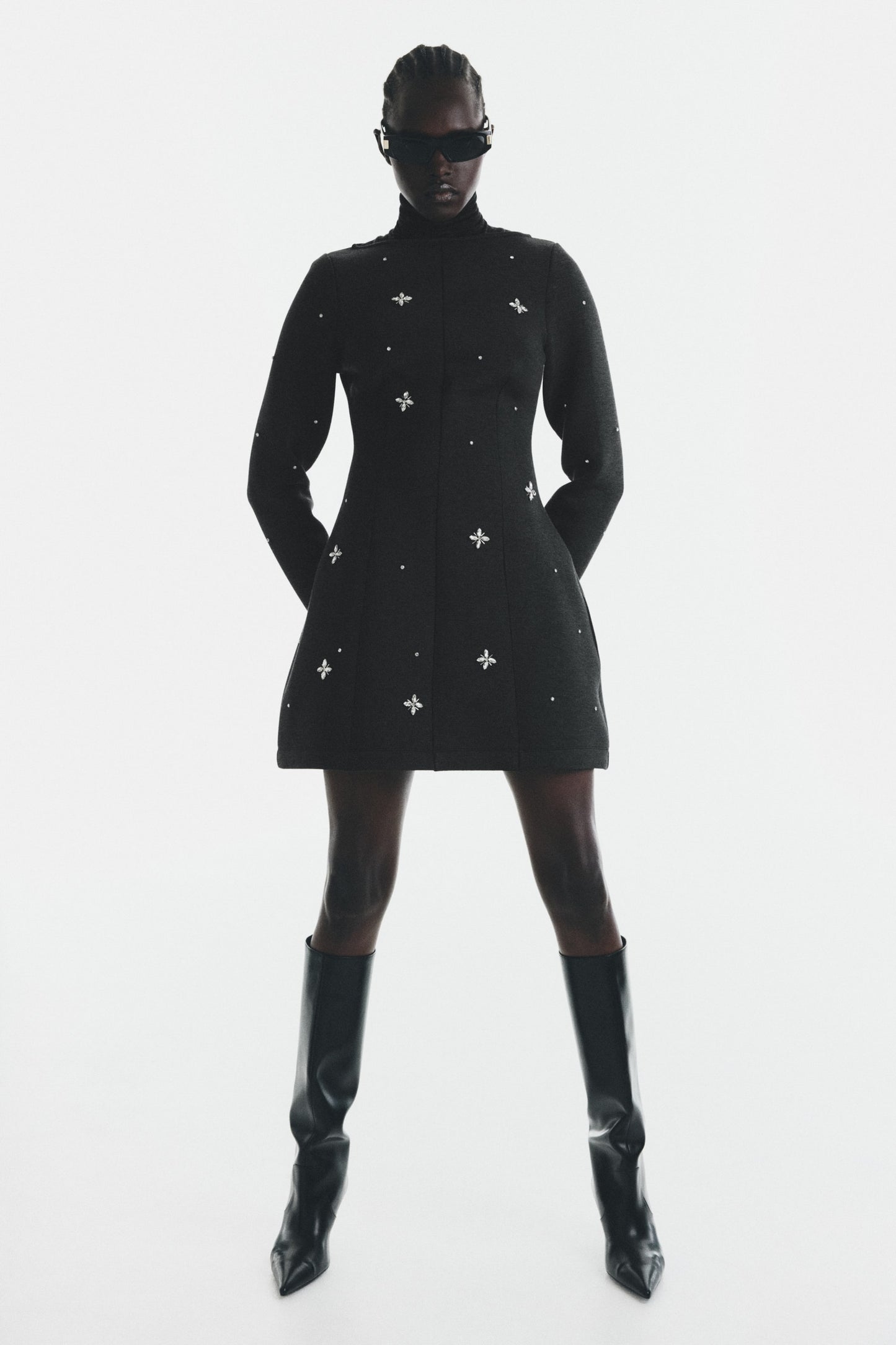 Rhinestone-embellished scuba dress
