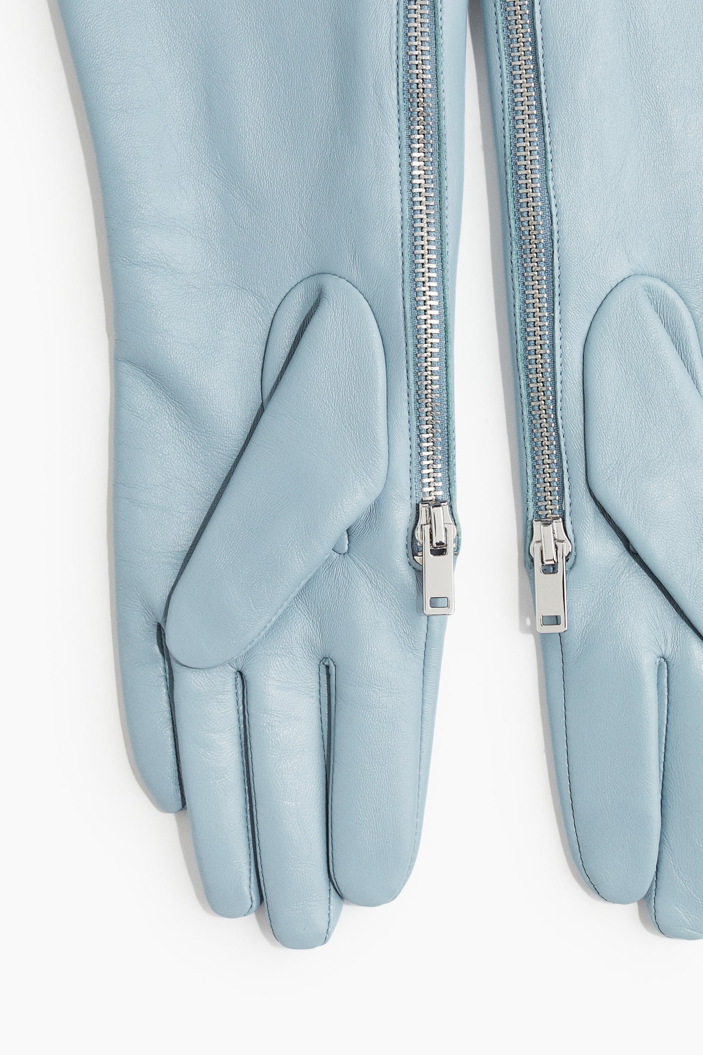 Zipped leather gloves