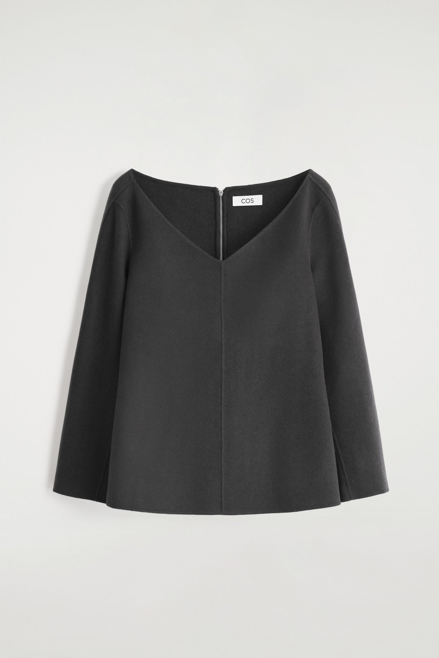 Double-Faced Wool V-Neck Top