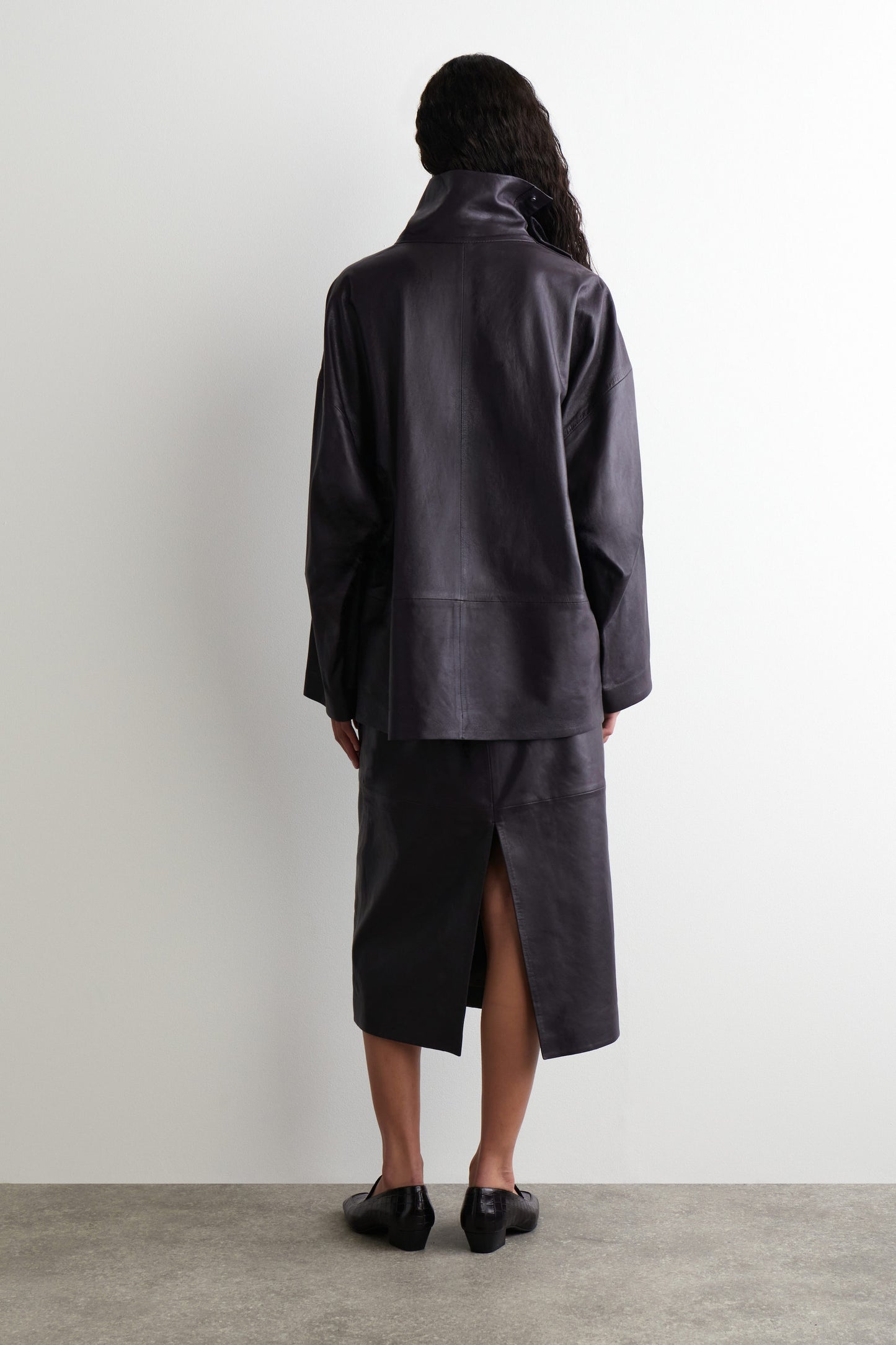 Leather Funnel-Neck Top
