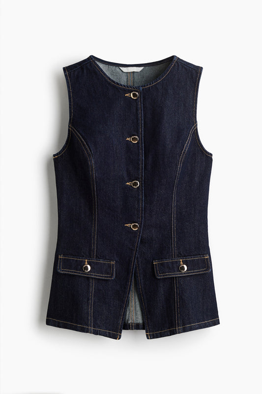 Tapered-waist denim waistcoat