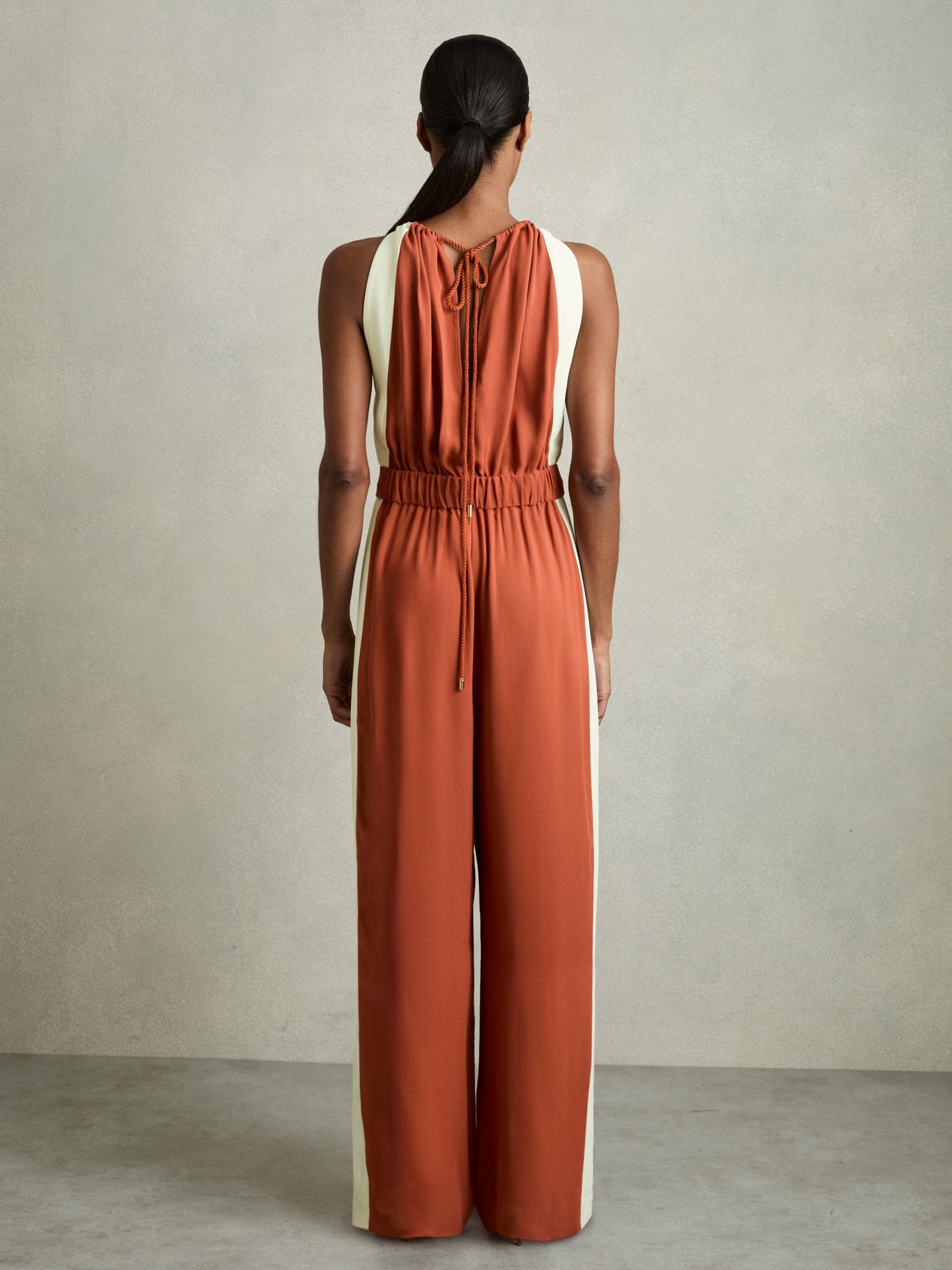Colour-Block Rope-Cord Jumpsuit in