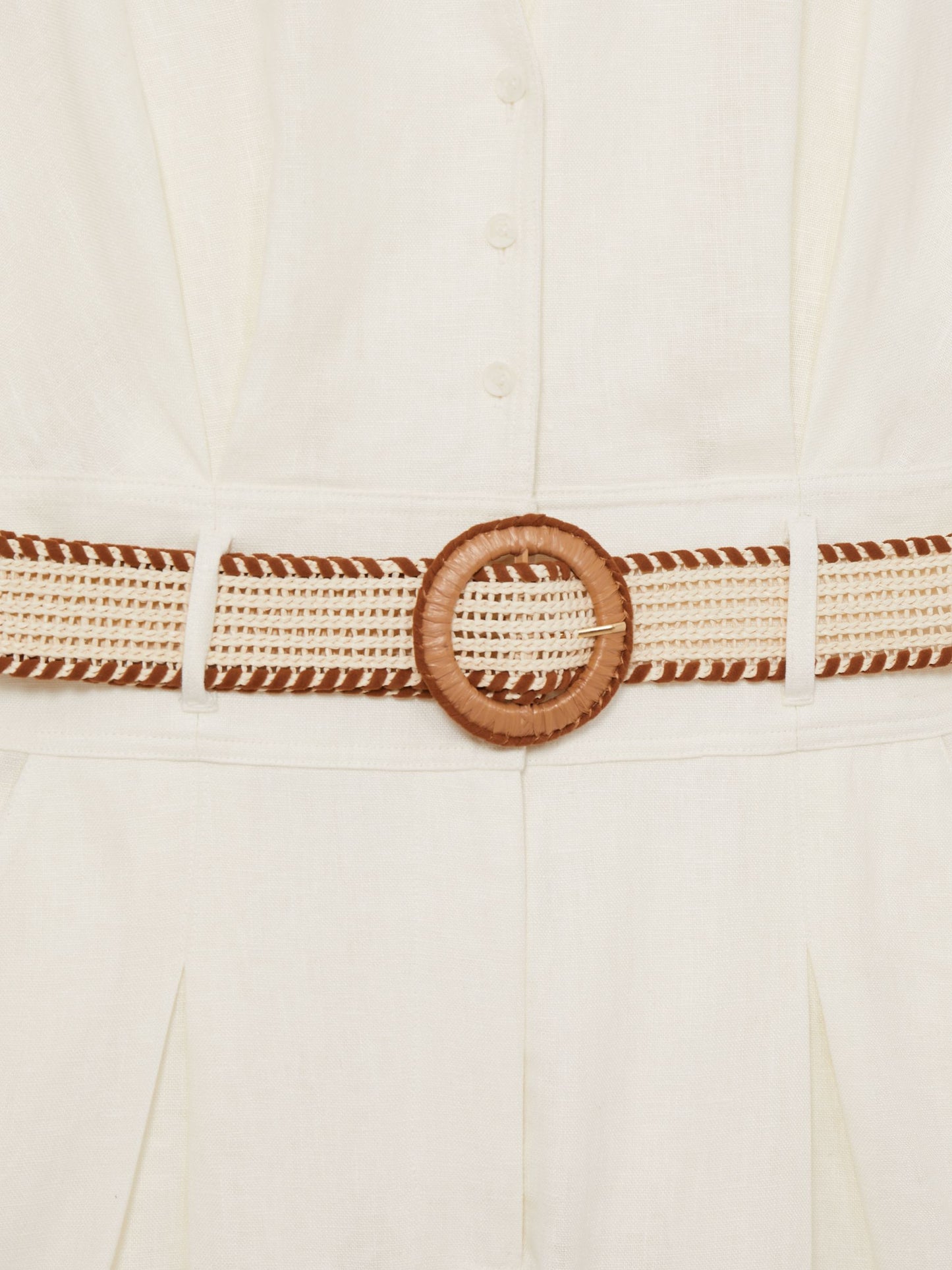 100% Linen Collar Playsuit in Cream