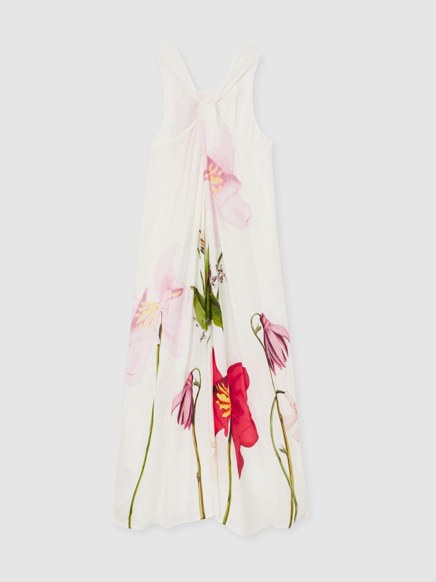 NYBG Floral Print Maxi Dress With Linen in Ivory