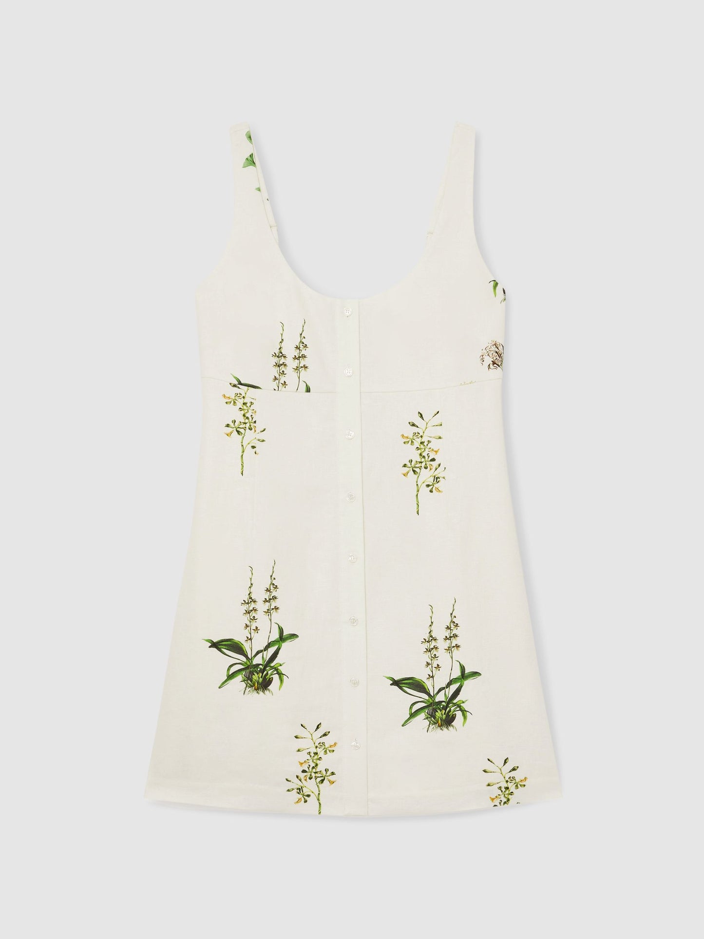 NYBG Linen Floral Mini Dress in Ivory