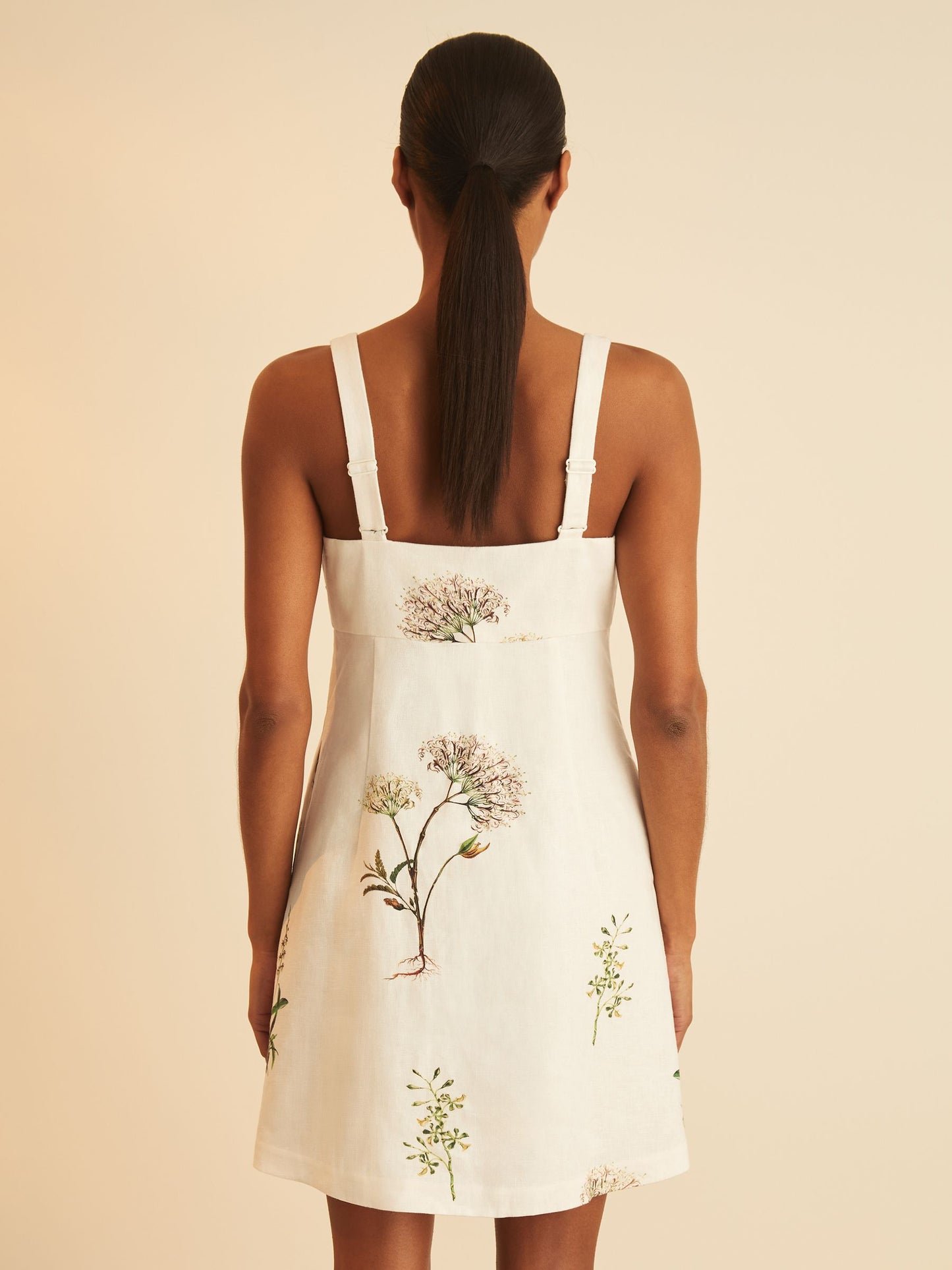 NYBG Linen Floral Mini Dress in Ivory