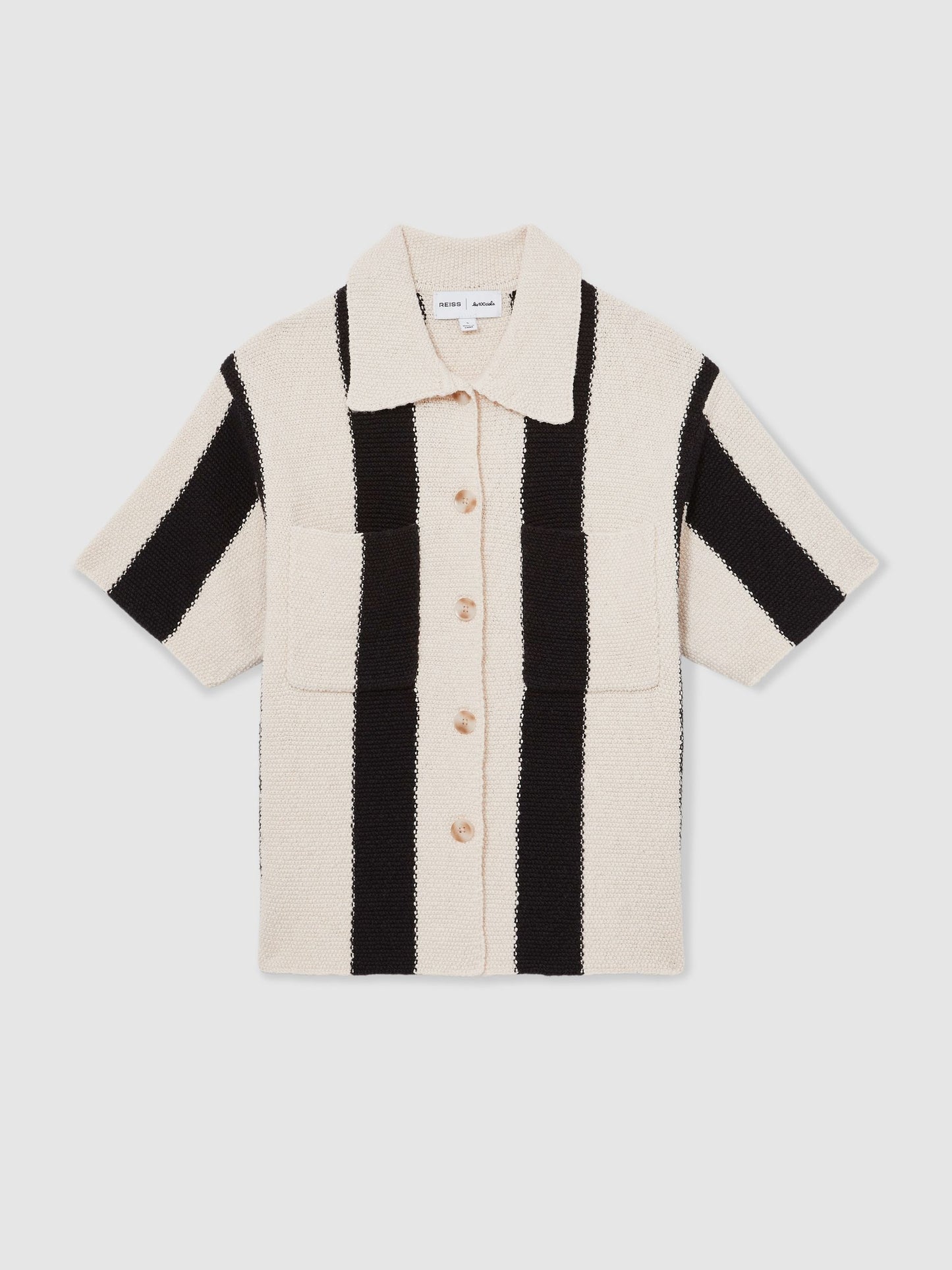 Les 100 Ciels Stripe Knit Shirt in Black/Ivory