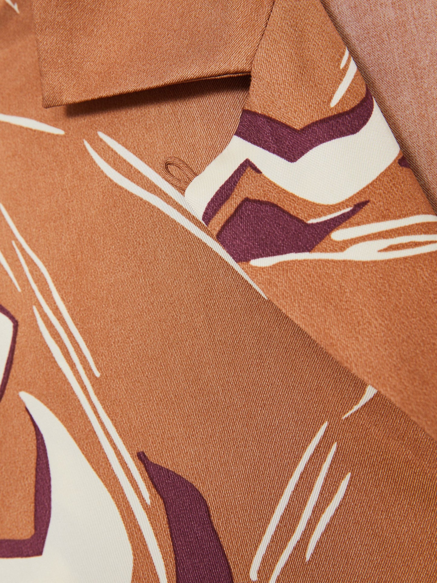 Reiss Printed Cuban-Collar Shirt in Rust