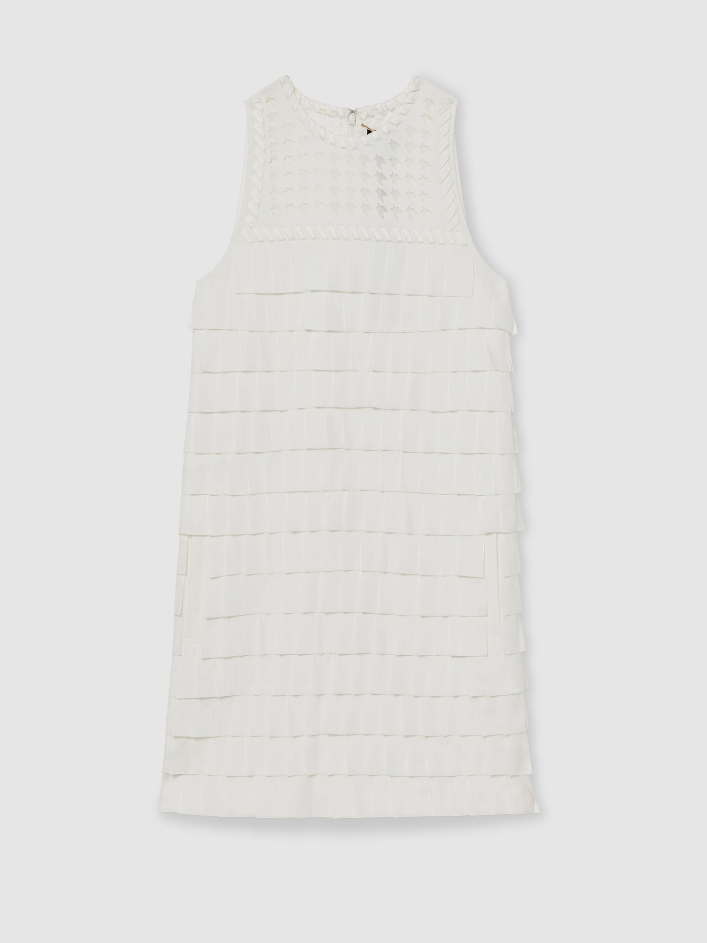 Reiss Atelier Layered Fringe Mini Dress in White