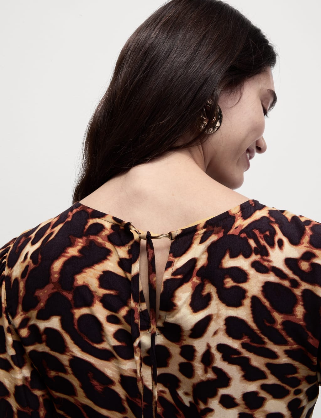 Animal Print Midi Waisted Tiered Dress