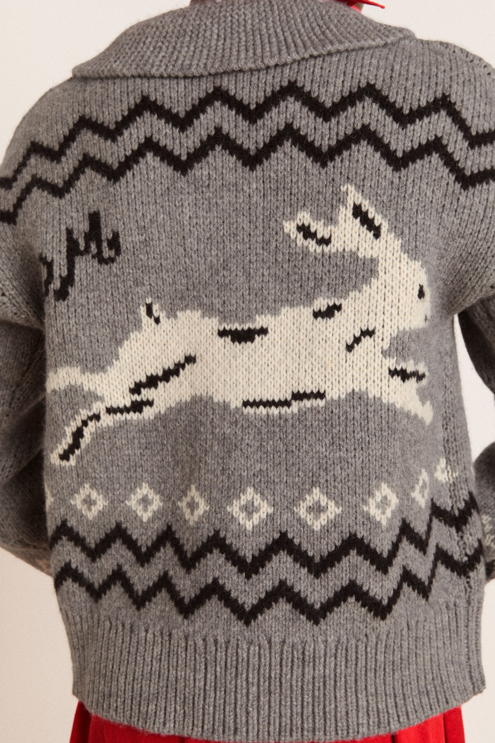 Cecily Collar Lambswool Cardigan - Bunny Intarsia