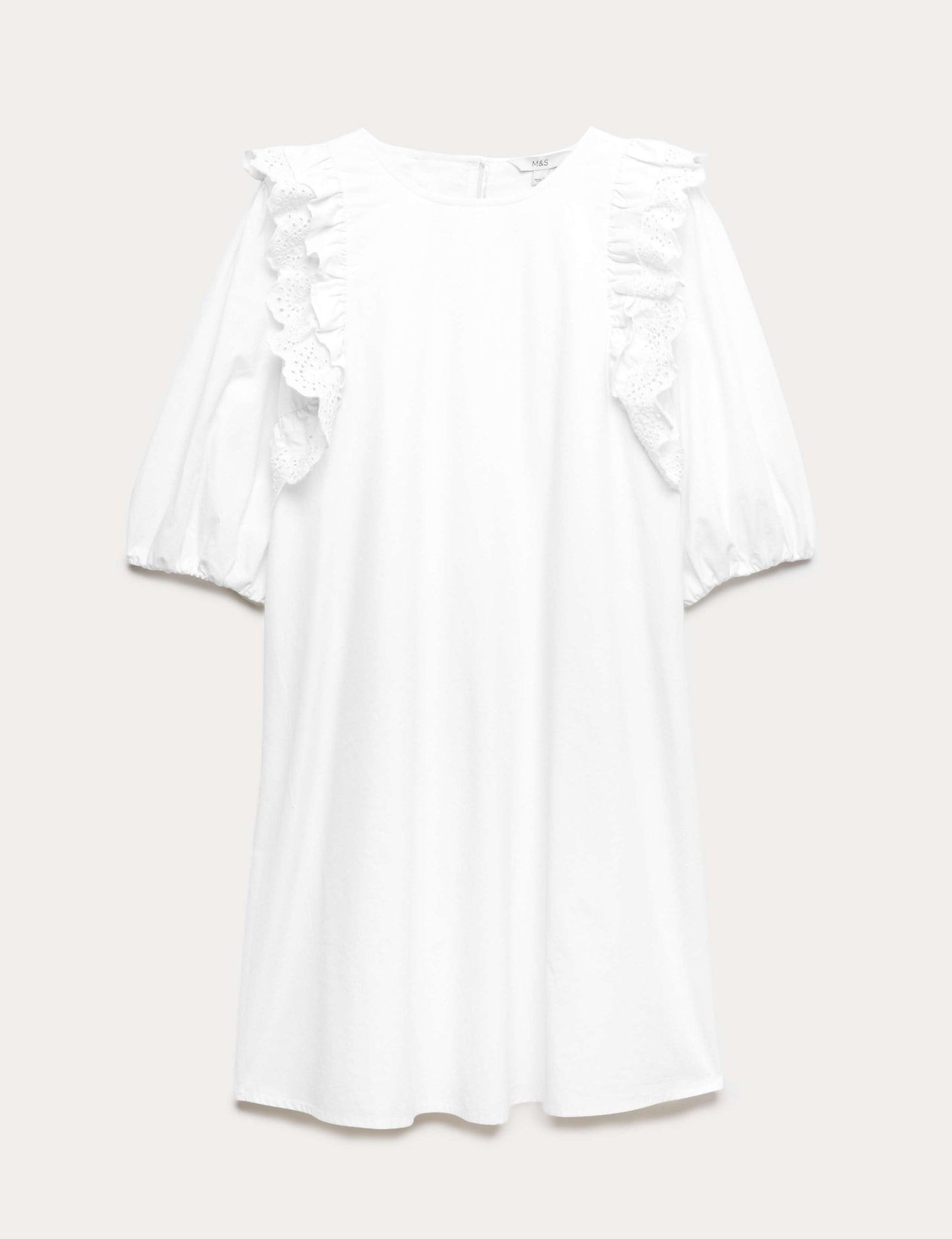 Broderie Frill Sleeve Mini Relaxed Dress