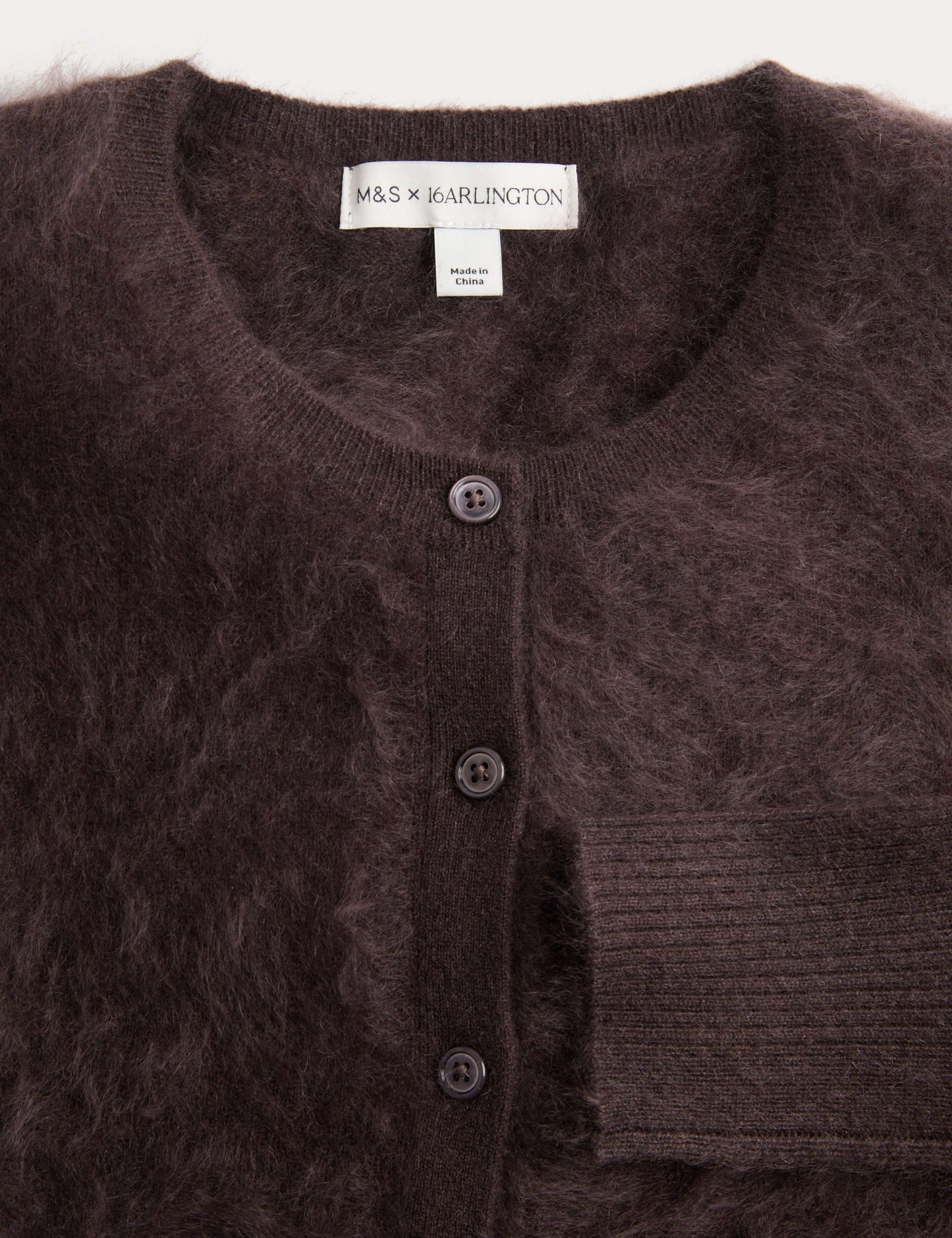 Brushed Pure Cashmere Button Front Cardigan