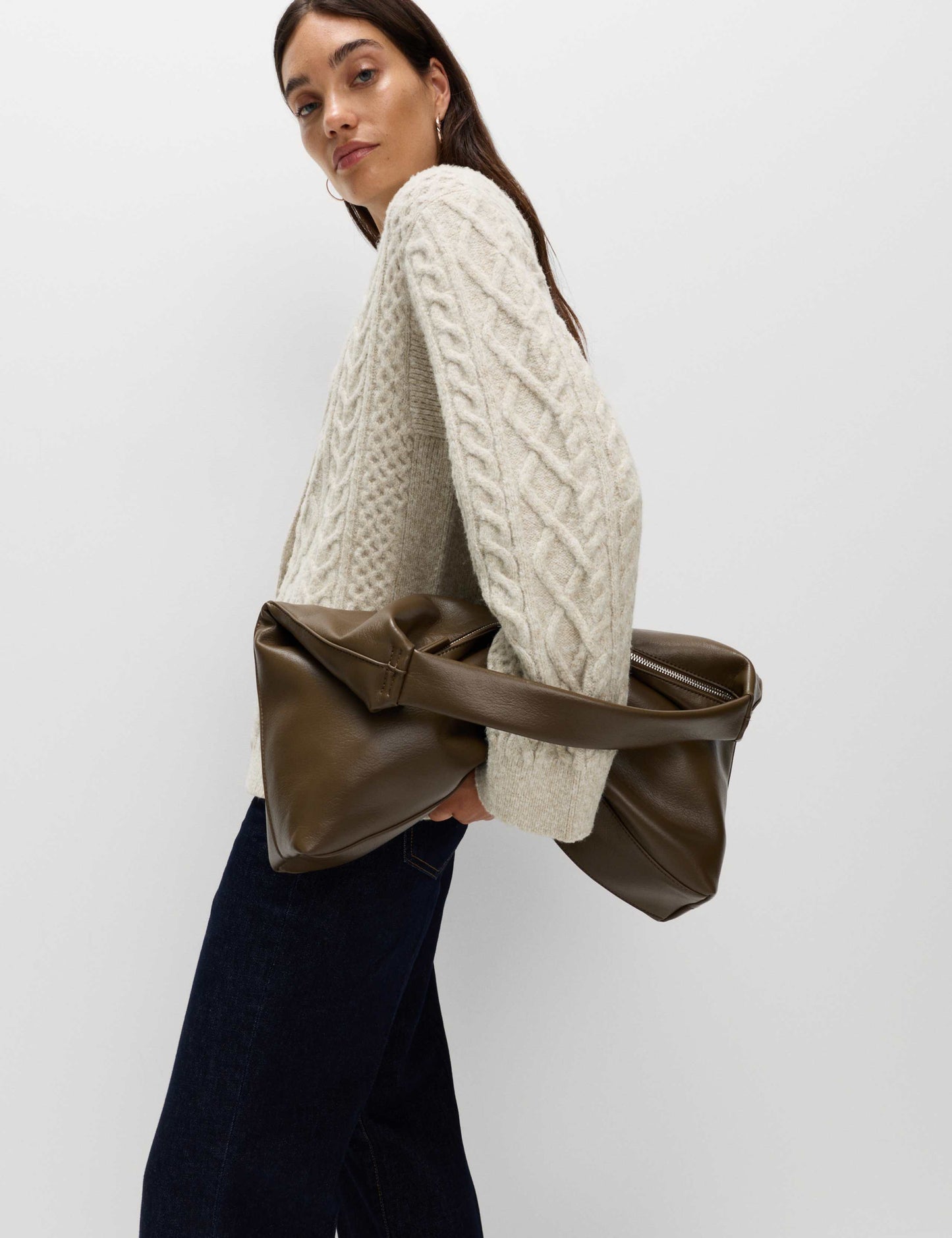 Cable Knit Button Front Cardigan