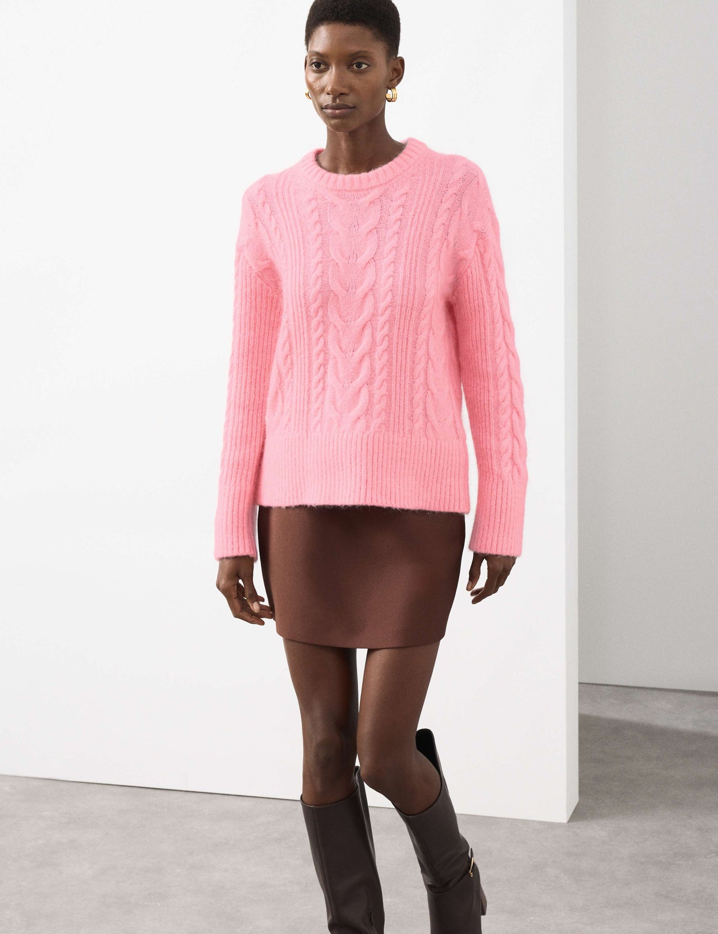 Cable Knit Jumper With Mohair