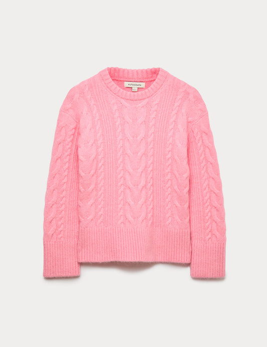 Cable Knit Jumper With Mohair